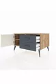 Commode Kronos à une étagère, 2 tiroirs et une porte, Pin-Pierres/Athracite