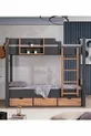 Lit superposé Ranza Asya avec tiroirs amovibles, 2 matelas Comfort