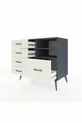 Commode Hyperion 2 étagères 5 tiroirs Anthracite-Anthracite/Pierre de lune