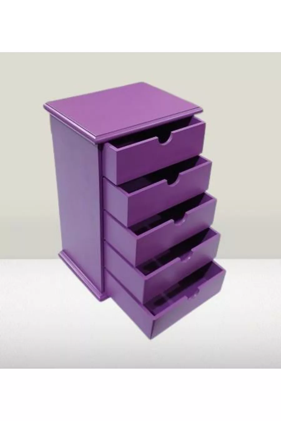 Hobi ERDL Commode Boîte à Bijoux et Maquillage 5 Tiroirs Peinture Brillante VIOLET Fait Main