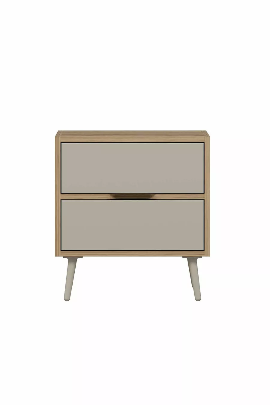 Elina Table de chevet à 2 tiroirs - Doré/Sable