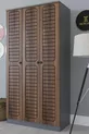 Armoire à vêtements Fuga 3 portes - Corps anthracite, portes en noyer