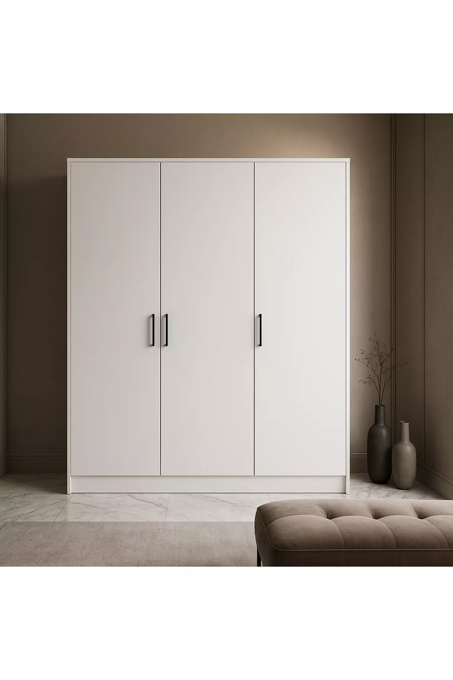 Armoire à chaussures à 3 portes  % MDF |  cm | Blanc – Garde-robe moderne multifonctionnelle