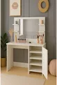 Table de maquillage Lima avec miroir, armoire et 4 étagères, blanche