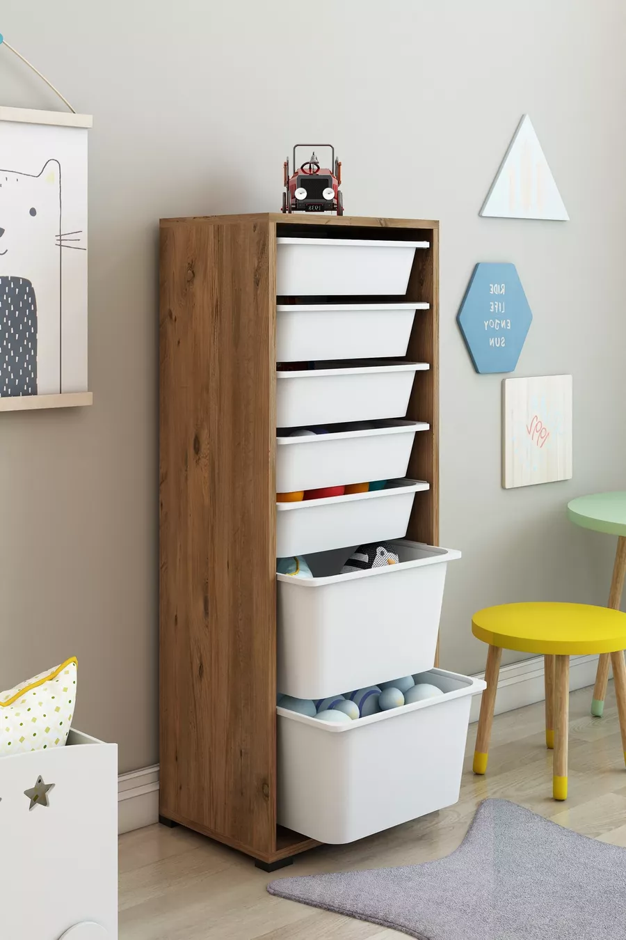 ARMOR 7 Armoire à Jouets avec 7 Compartiments Boîte de Rangement pour Jouets