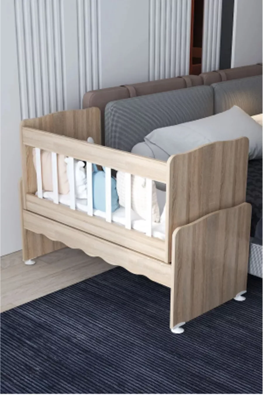 Berceau en bois à bascule pour bébé sans tiroir, Sonoma