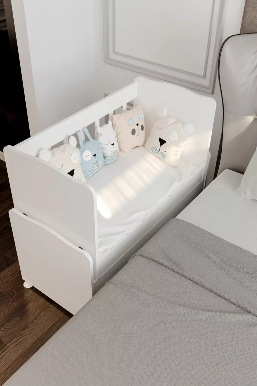 Berceau à bascule en bois pour bébé sans tiroir, blanc