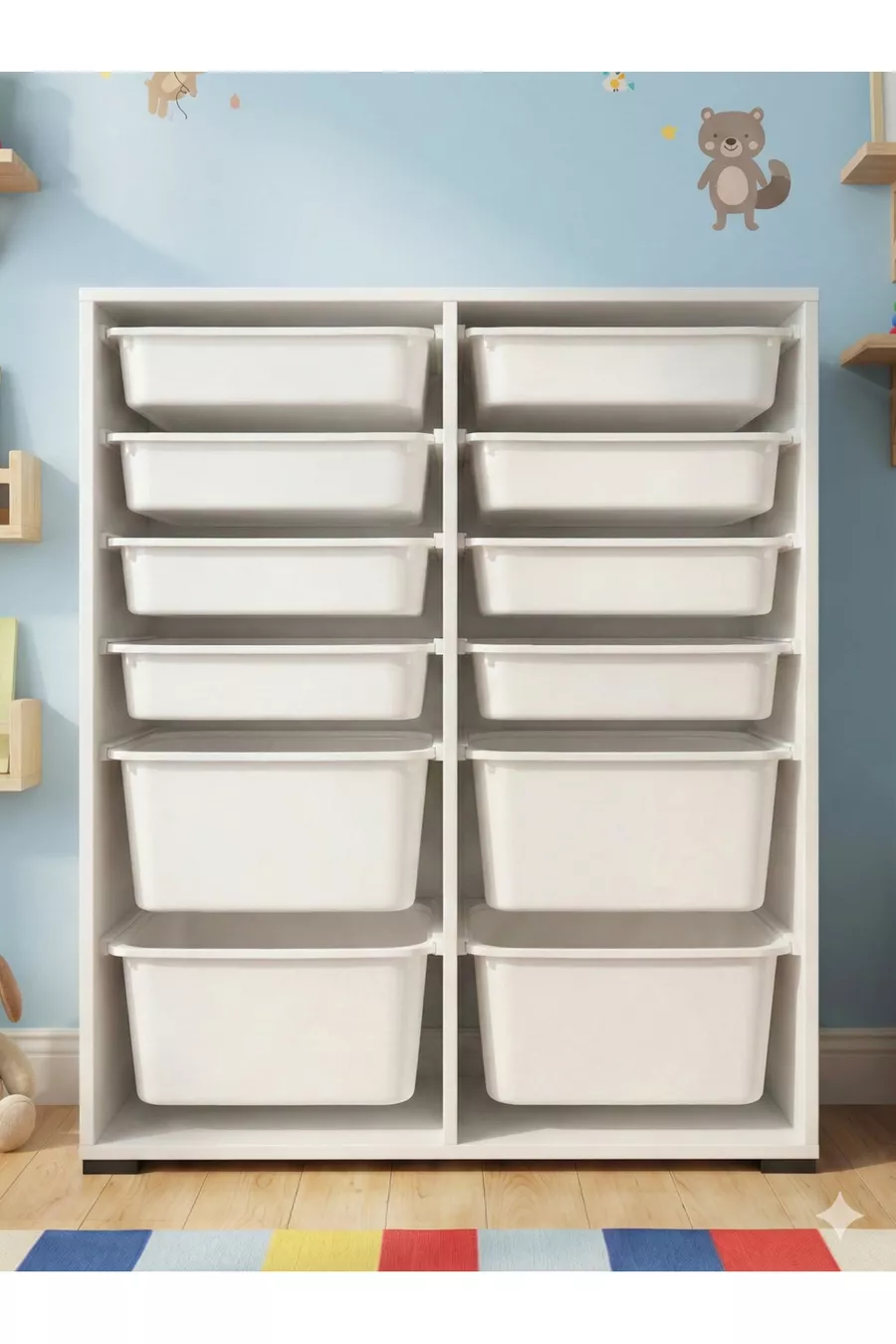 Armoire à Jouets Polyvalente avec Tiroirs et Unité de Rangement – Organisateur de Chambre d’Enfant avec Étiquette Cadeau