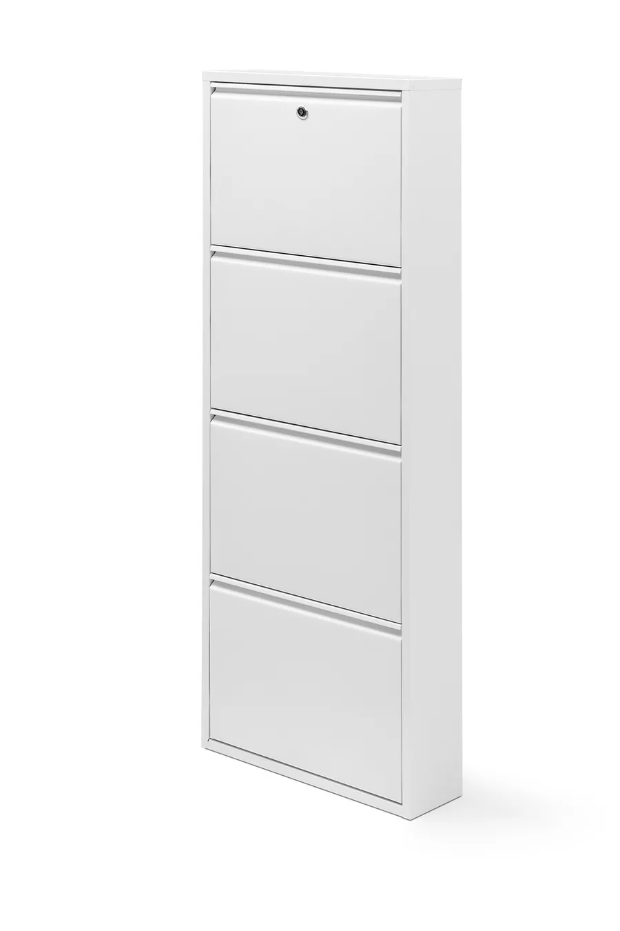 Meuble à chaussures en métal à 4 compartiments avec serrure - blanc -