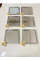Plateau de service décoratif en acier inoxydable 6 pièces avec accessoires papillon, pour café, thé, argent et or jaune de luxe