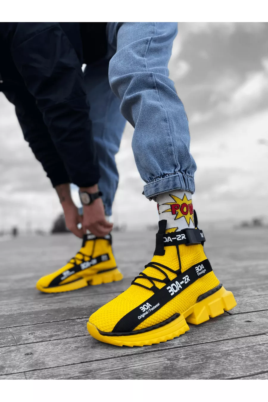 Botte de sport stylée JAUNE (SEMELLE JAUNE)