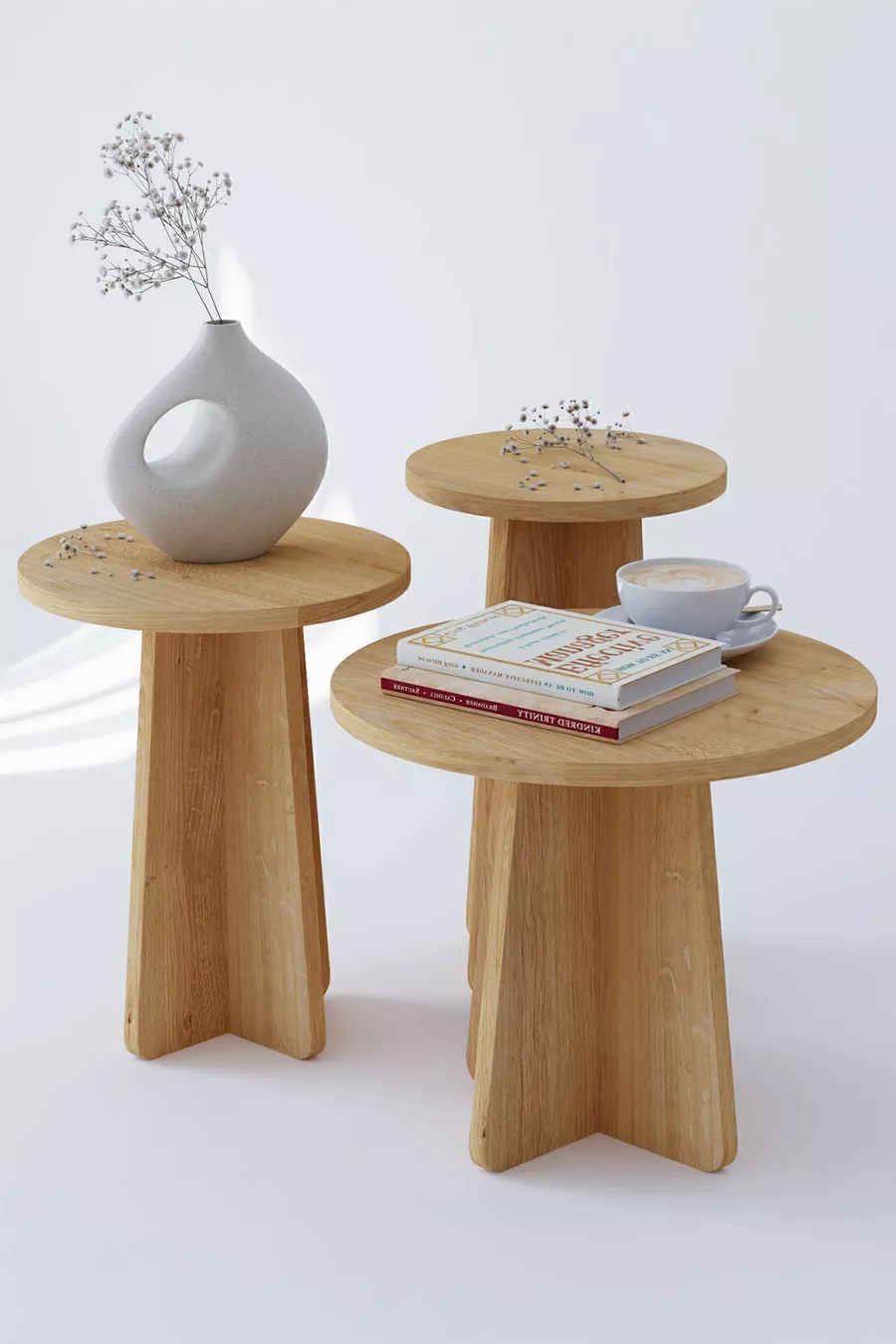 Table gigogne 3 pièces Mantar style scandinave - Chêne saphir