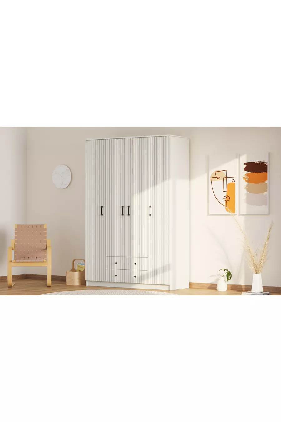 Armoire Mega İrem Country 4 Portes 2 Tiroirs