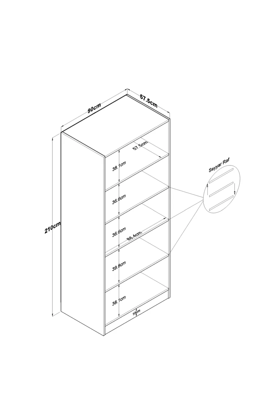 Armoire Rani  2 portes 4 étagères 5 compartiments blanc