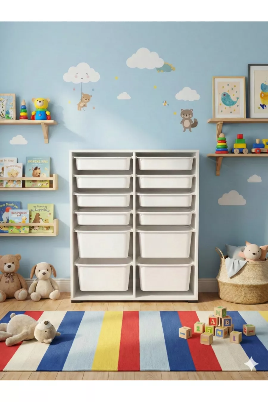 Armoire à Jouets Polyvalente avec Tiroirs et Unité de Rangement – Organisateur de Chambre d’Enfant avec Étiquette Cadeau