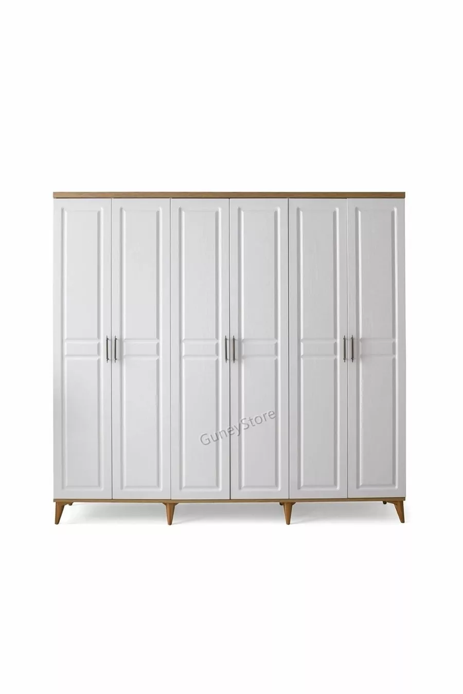 Ücretsiz Montaj Komple Mdf Sport 6 Kapaklı Atlantik Çam-beyaz Gardırop Elbise Dolabı