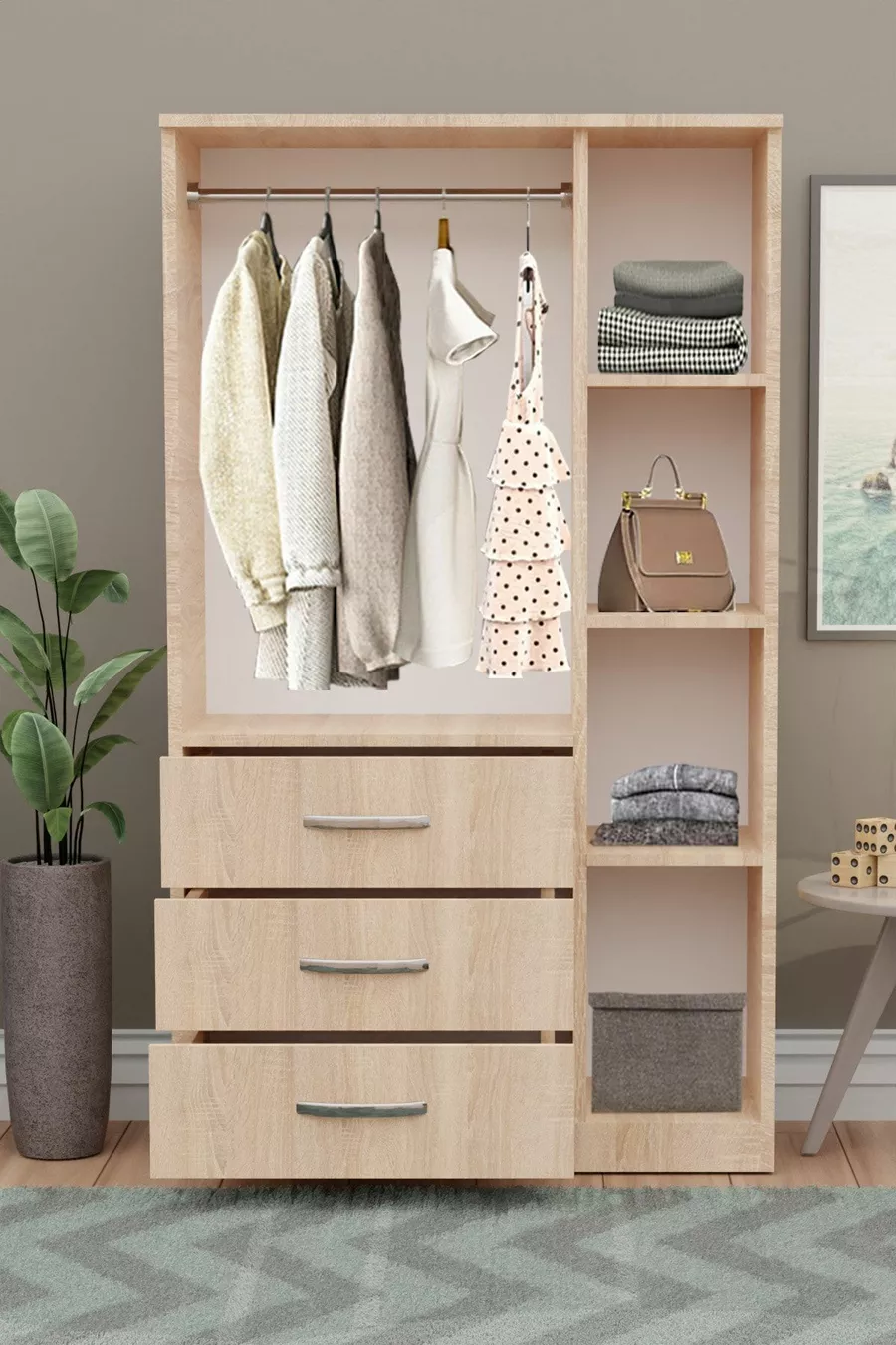 GM -S ECE LUXE 3 PORTES 3 TIROIRS ARMOIRE EN SONOMO