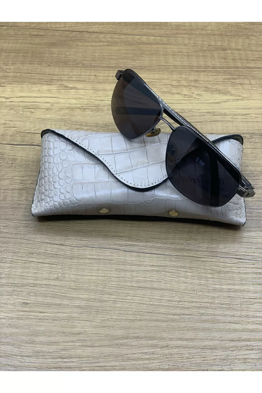 Étui à lunettes en cuir de crocodile pour hommes et femmes