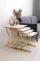 Ensemble de tables gigognes carrées 4 pièces Hayal, pieds dorés, MDF crème