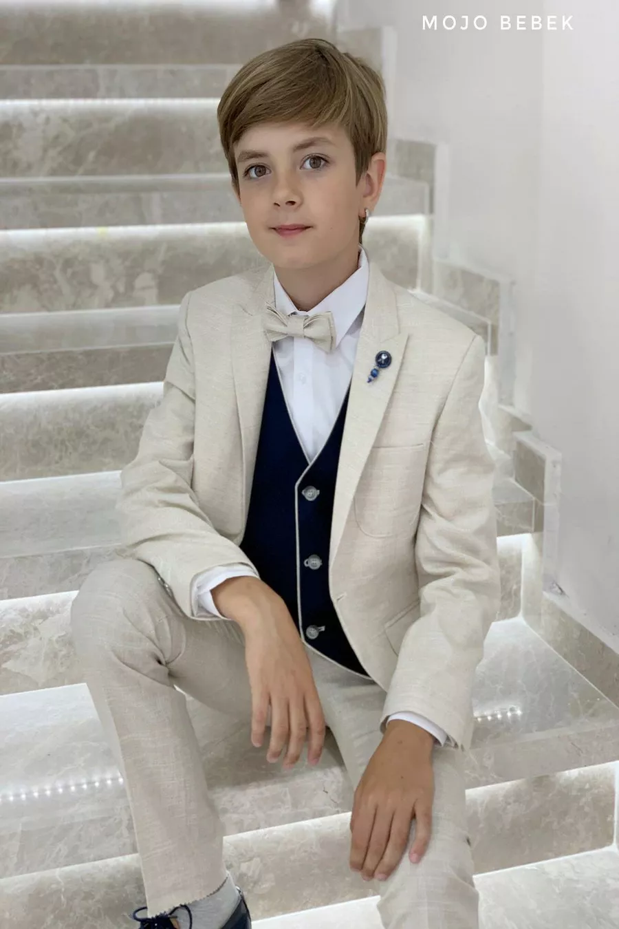 Ensemble Costume Garçon  Ans avec Gilet de Sport et Veste  Beige