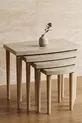 Ensemble de tables gigognes 4 pièces en MDF à motif travertin avec pieds en bois de charme, design moderne