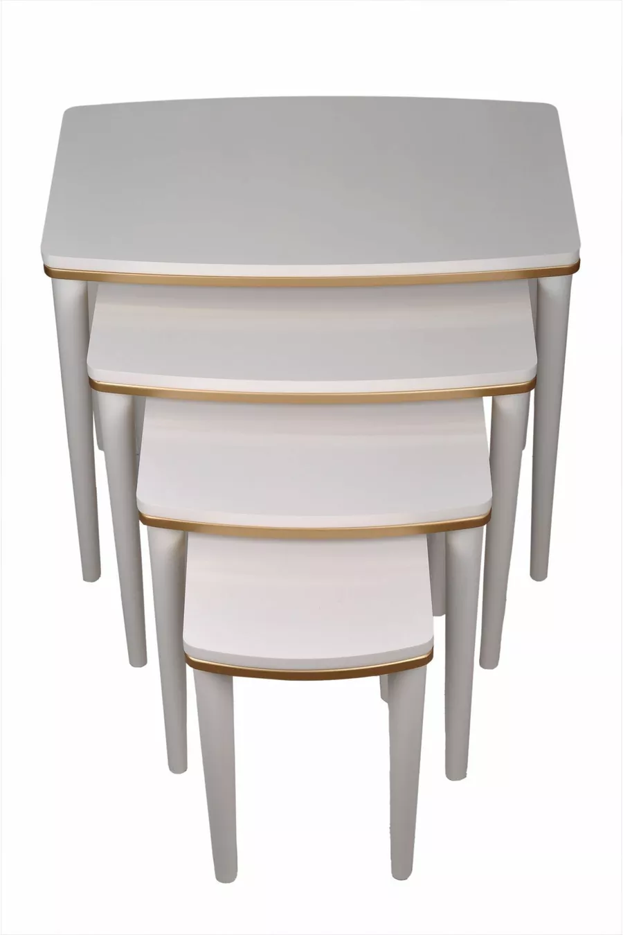 Série Napali Ensemble de 4 Tables Gigognes en MDF de Luxe Bois Beige Or