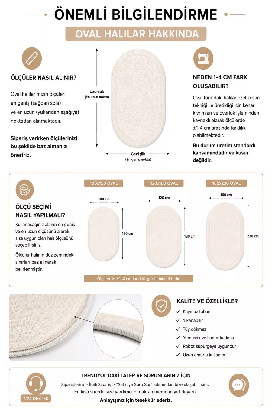 Tapis en peluche ovale crème avec dessous antidérapant, lavable, doux, pour salon et chambre