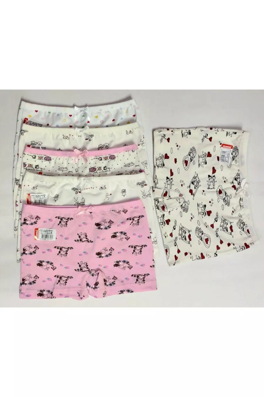 Boxer en tissu imprimé pour fille avec élasthanne, 6 pièces 