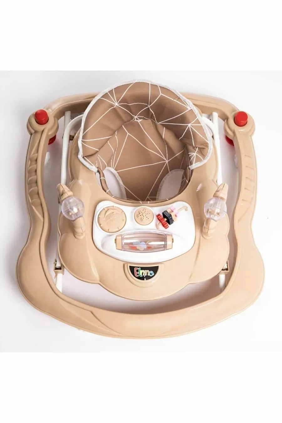 Trotteur pour bébé Spider marron de luxe avec jouets, musique et lumière à 3 niveaux avec siège