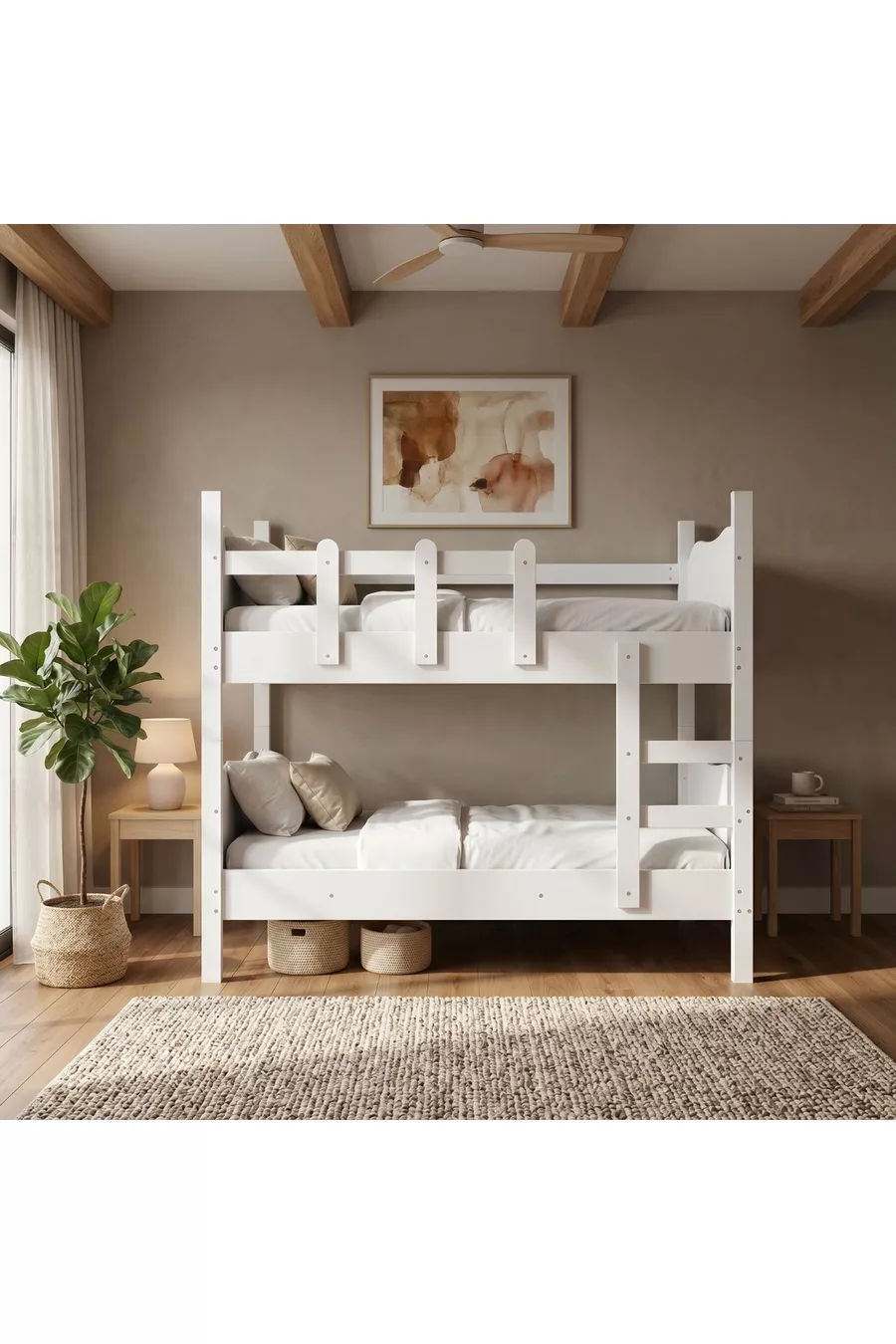 Lit superposé confortable avec échelle détachable cm (% MDF)