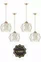 4 pièces Suspension Luminaire Tendances en Métal Blanc avec Verre Mica pour Salon, Cuisine, Salle de Bain, Chambre à Coucher, Doré