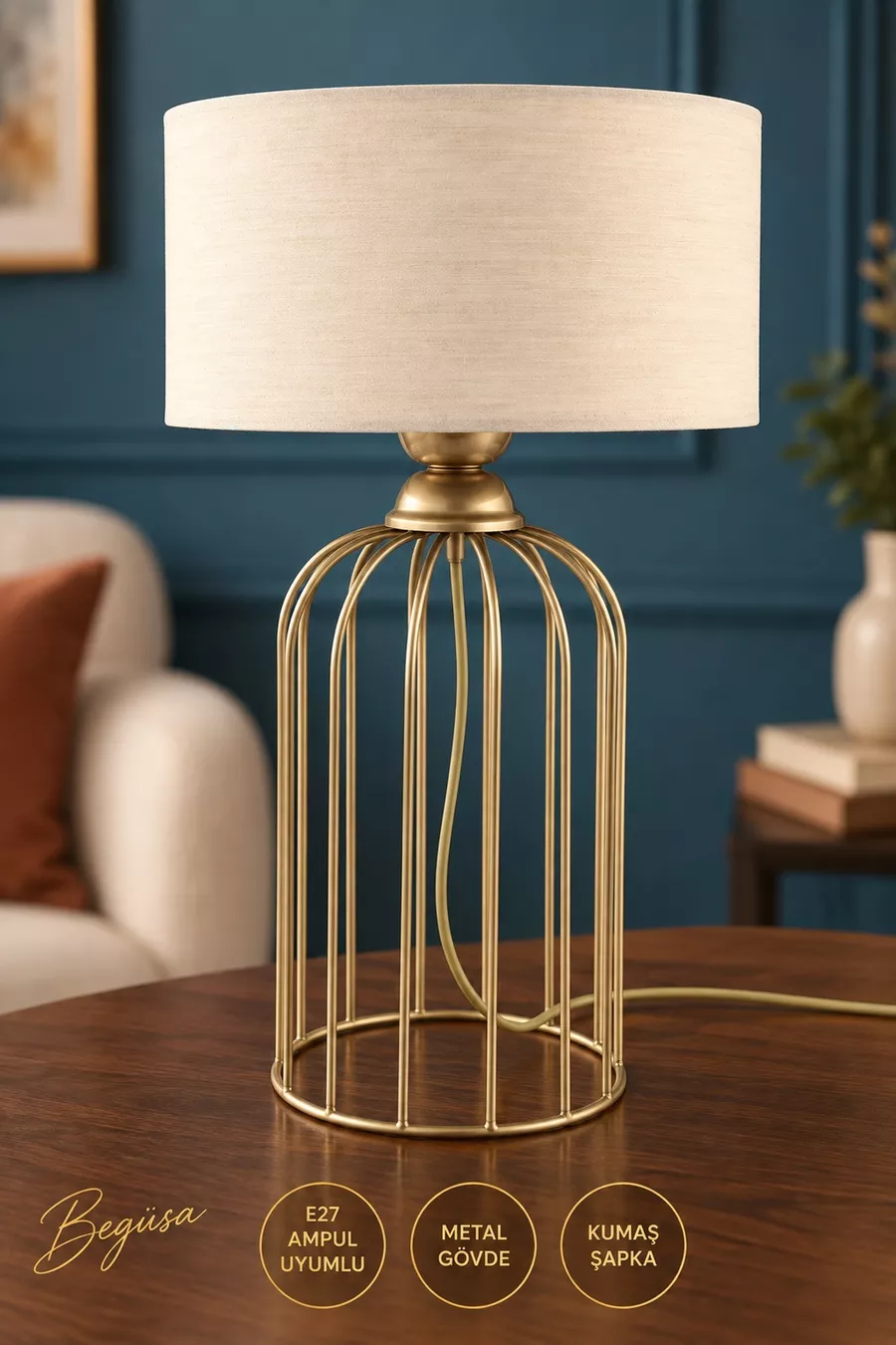 Lampe de Table Usée Beige Chapeau || Abat-jour avec Chapeau en Tissu Lampe de Nuit Éclairage Décoratif Éclairage de Chevet