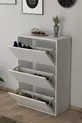 Meuble à chaussures blanc avec 3 portes et étagères coulissantes