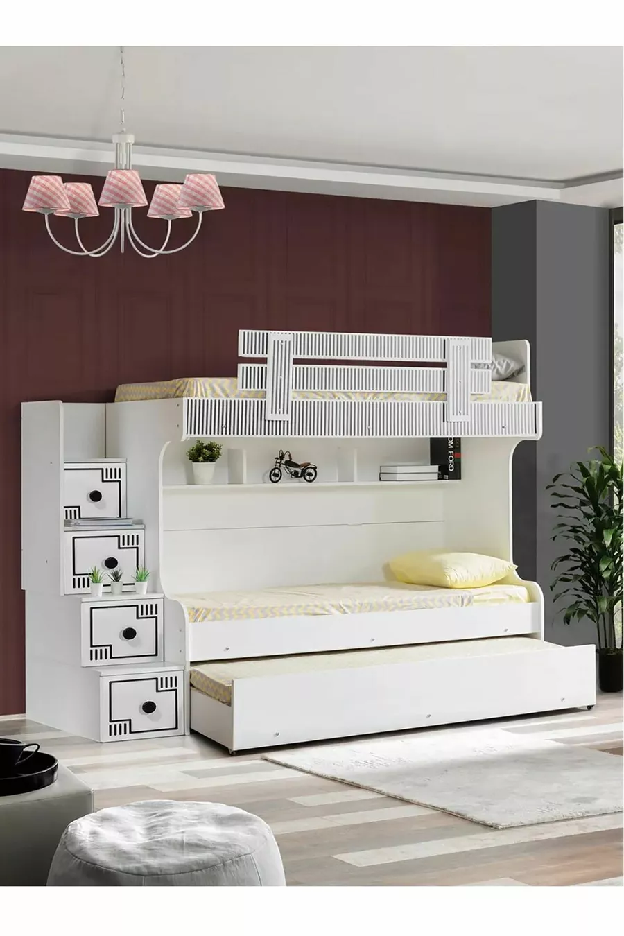 Lits superposés, Lits superposés à barreaux 3 matelas confort