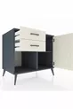 Commode Kronos avec une étagère, 2 tiroirs et une porte, Anthracite-Pierre de Lune