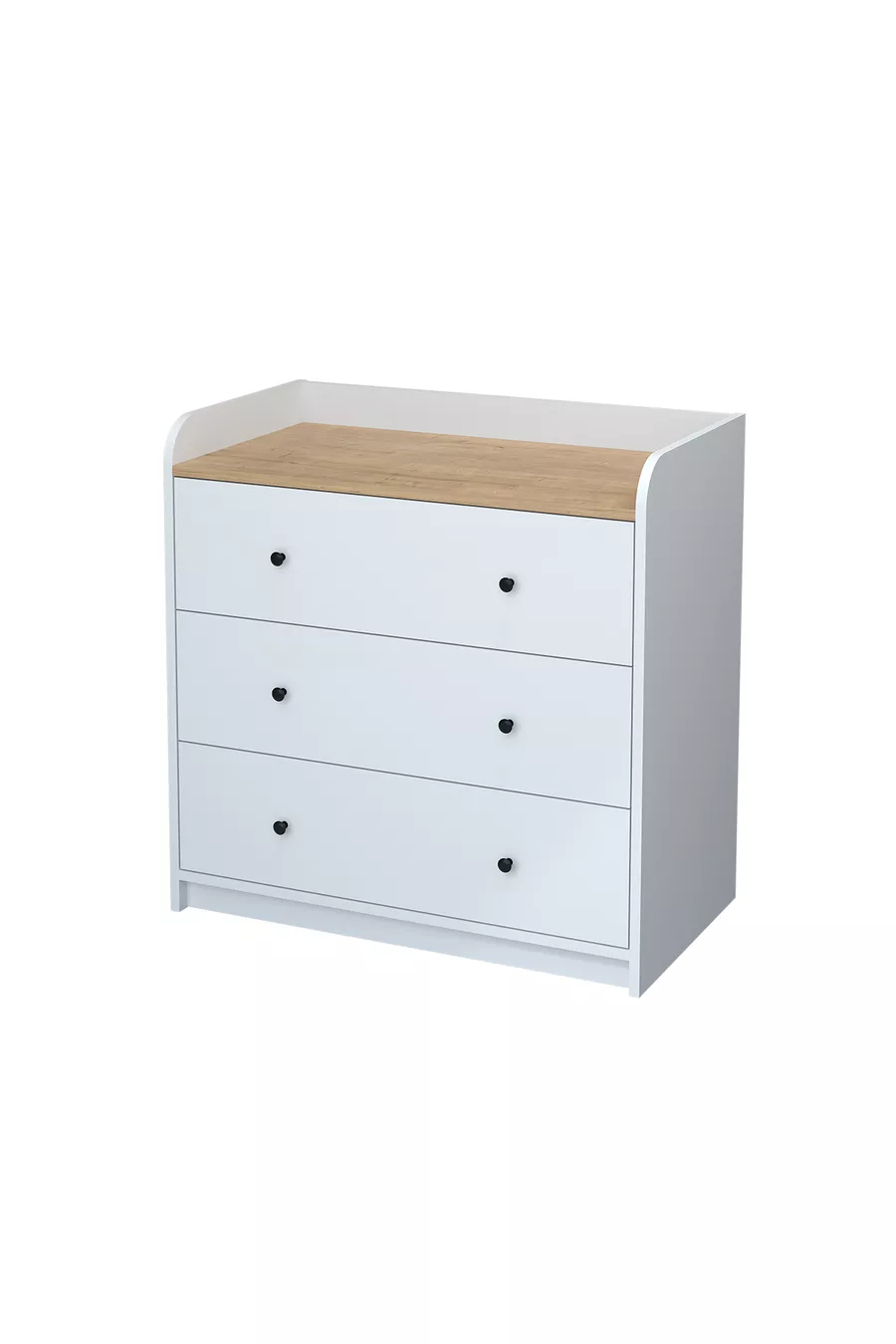 Commode à 3 tiroirs, commode à 6 compartiments, armoire de chambre à coucher, Begüm Safir Chêne Blanc