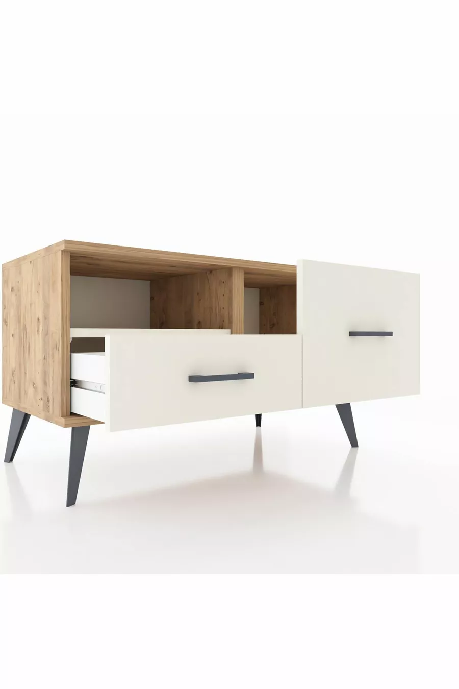 Commode Hyperion à une étagère et 2 tiroirs en pin-pierre d'onyx