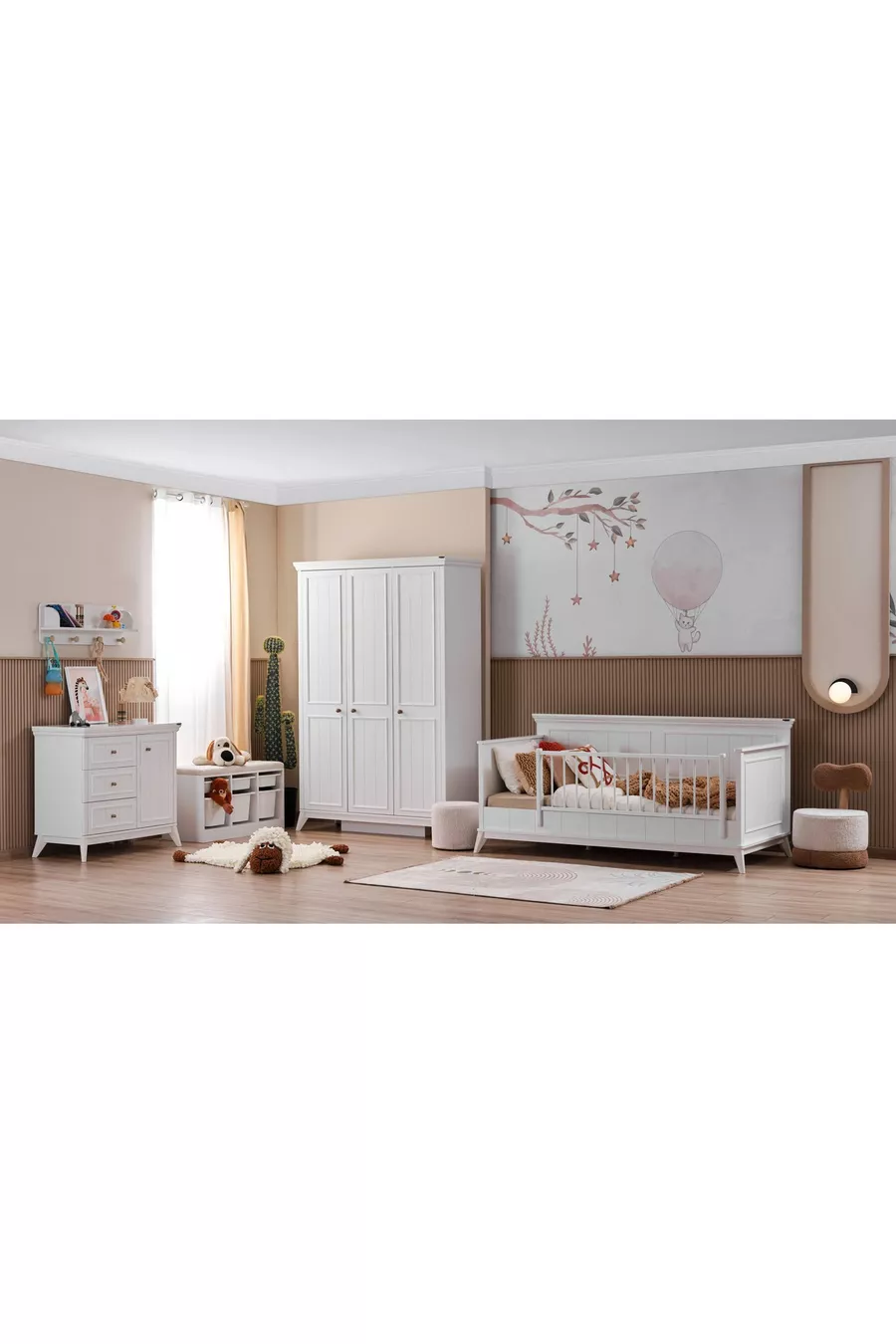 Chambre d'enfant Gloria (Armoire 3 portes + * Montessori + Commode avec portes)