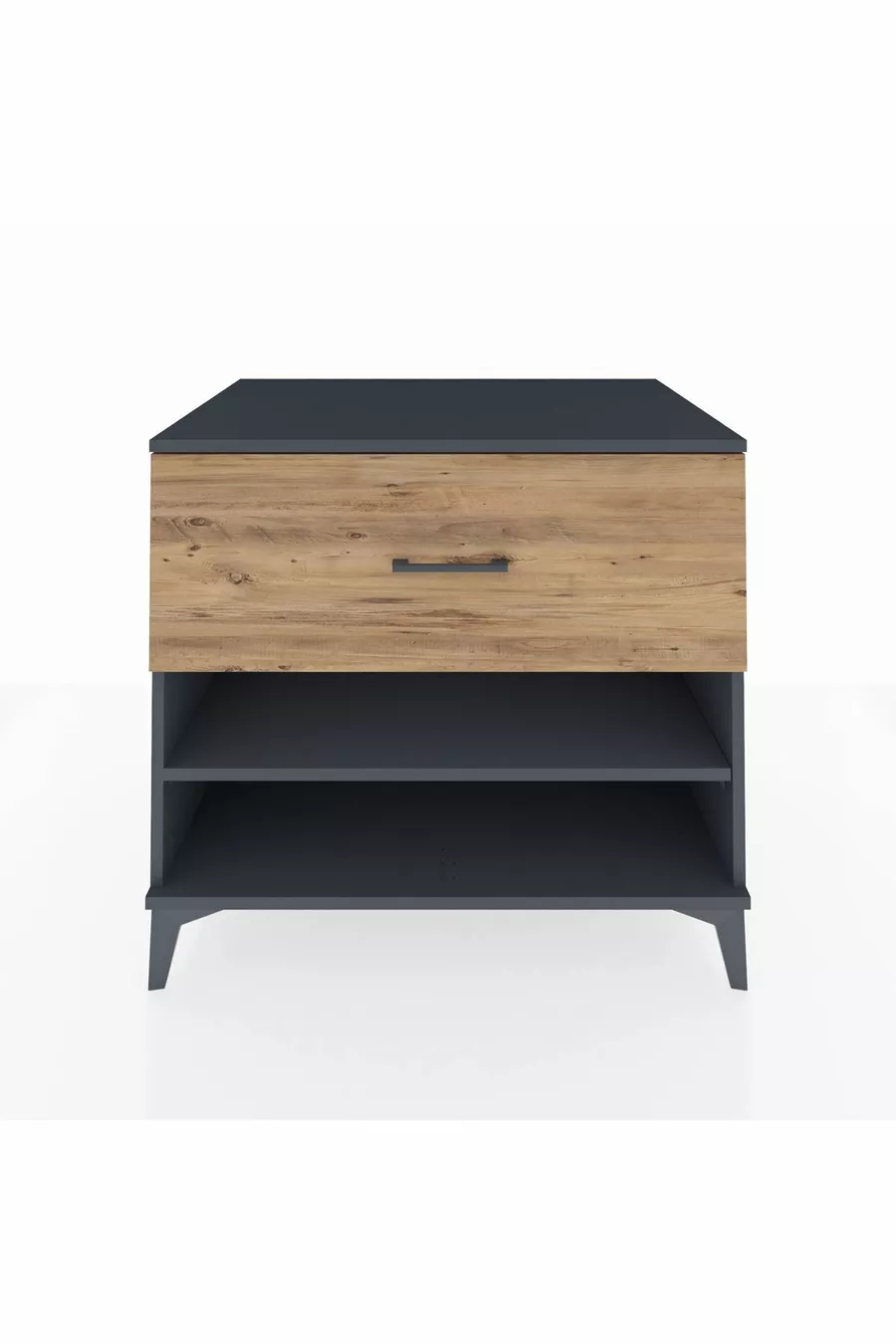 Commode Kronos à une étagère et un tiroir Anthracite-Épicéa