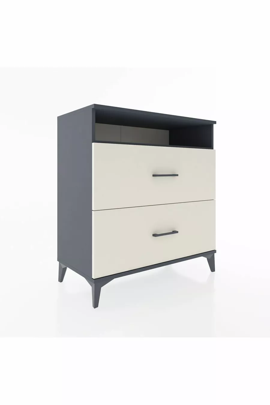 Commode Hyperion à une étagère et 2 tiroirs Anthracite-Pierre de Lune