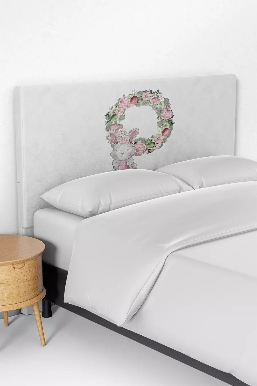 Housse de tête de lit pour enfant avec motif ours et fleurs