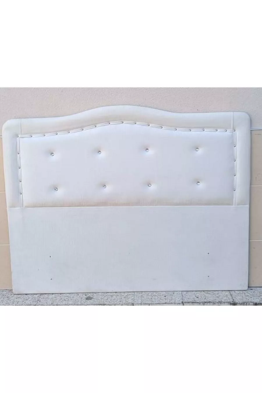 Titre DK Double cm Modèle Onde Cuir Synthétique Tissu Blanc Capitonné Fait Main
