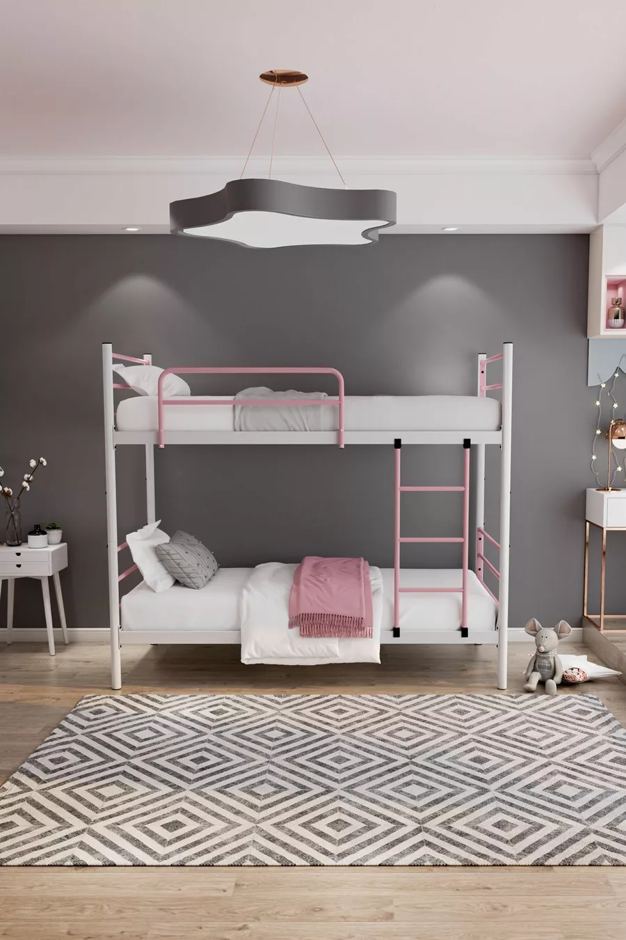 Lit superposé Trend compatible avec matelas Rose clair Métal démontable