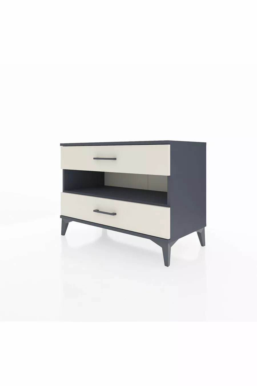 Commode Hyperion à une étagère et 2 tiroirs Anthracite-Pierre de Lune