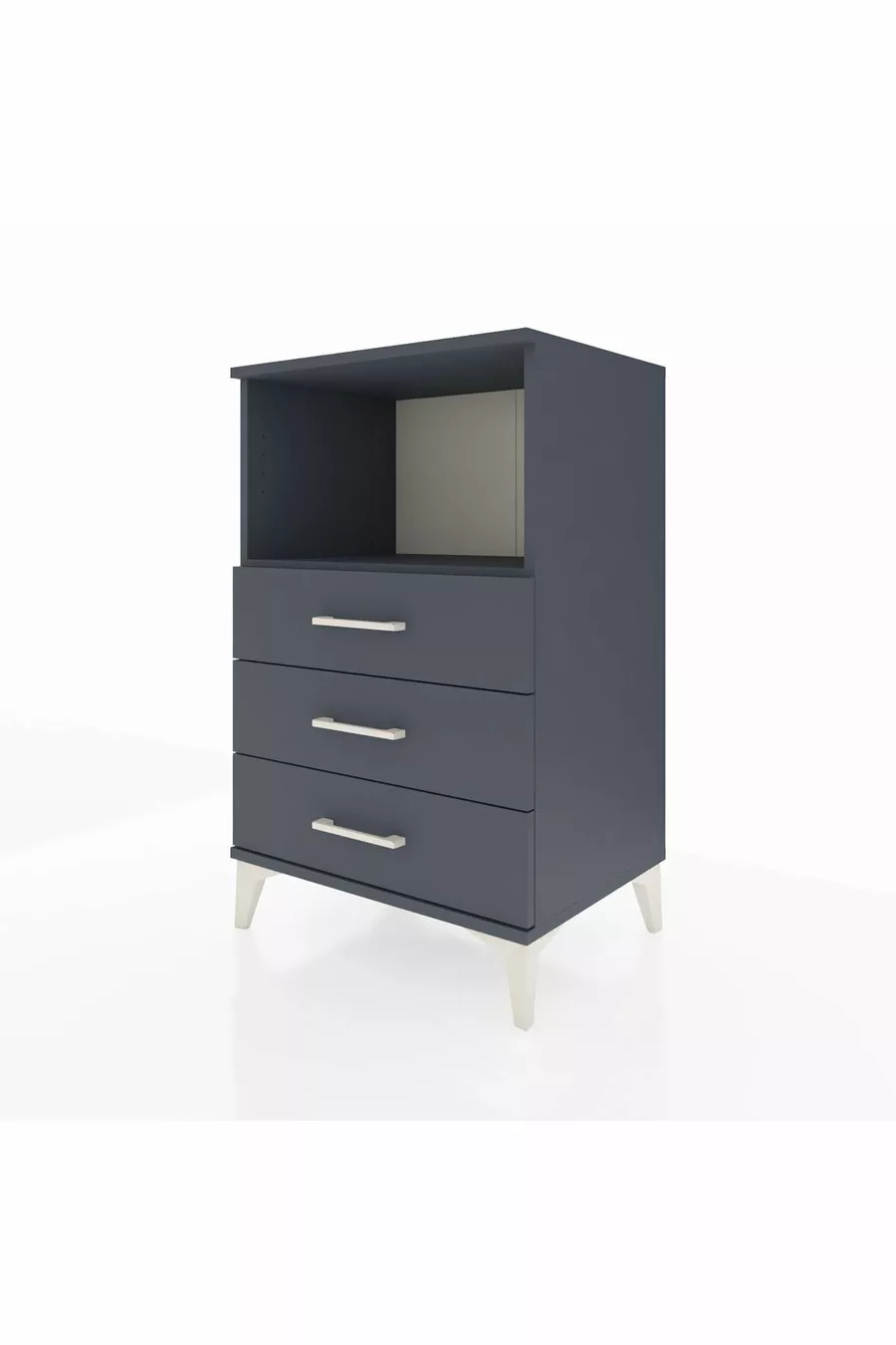 Chevet Hyperion à une étagère et trois tiroirs Anthracite-Anthracite