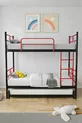 Lit superposé Koza avec tiroirs, compatible avec trois personnes, métal rouge