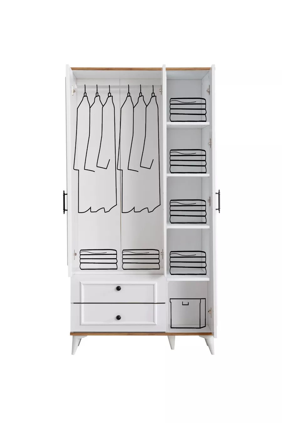 Chambre d'enfant Linda - Armoire 3 portes, Lit, Commode