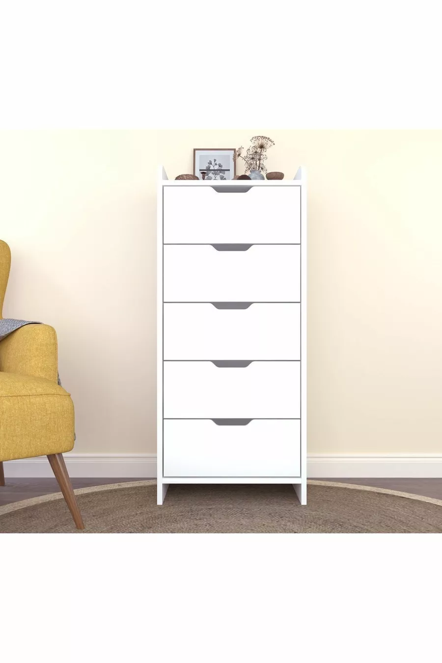 COMMODE BLANCHE LODOS À 5 TIROIRS