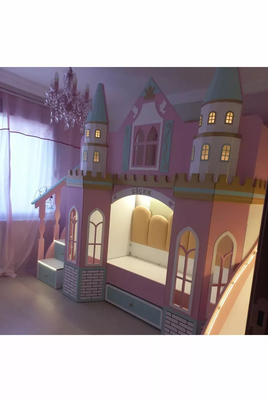 Lit superposé néon LED Lux avec toboggan