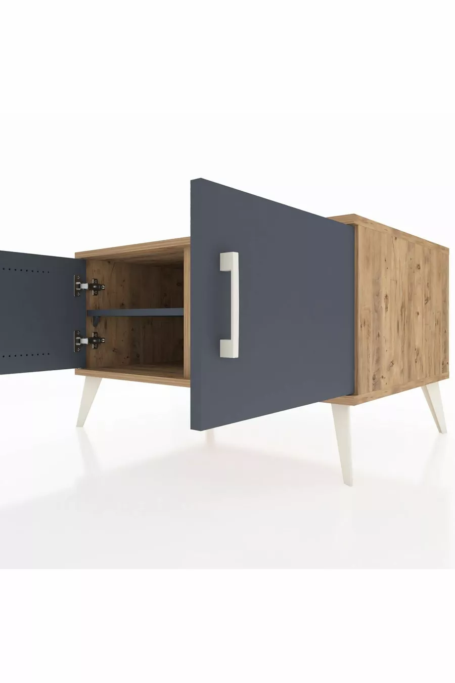 Commode Kronos 2 étagères 2 portes Pin-Anthracite